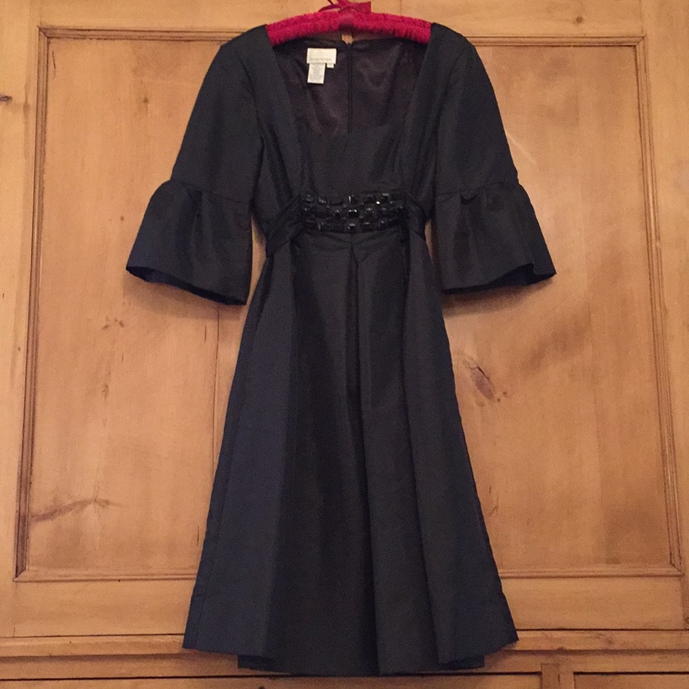 Donna Morgan Black Formal Silk Cocktail Dress 6